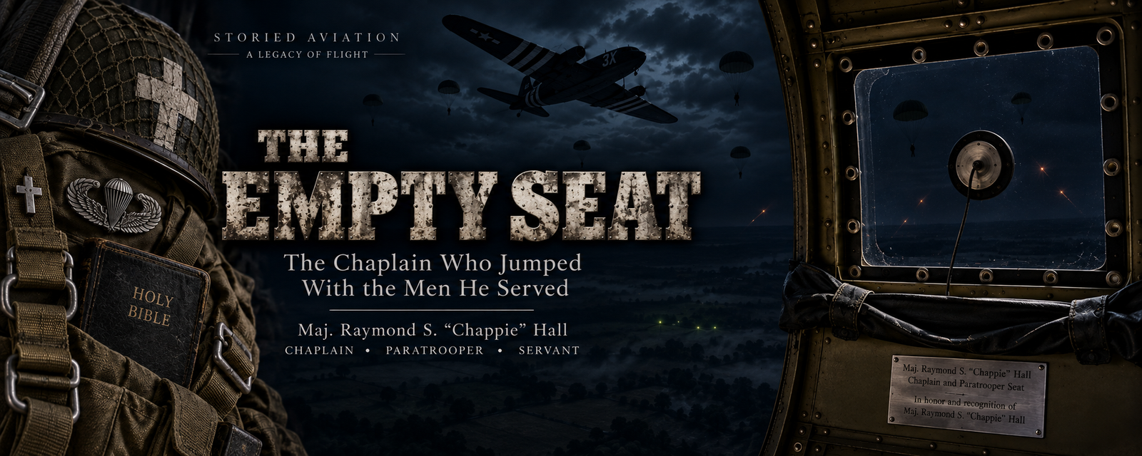 Interpretive illustration of Chappie Hall’s marked seat aboard the C-47 That’s All, Brother during the D-Day mission.